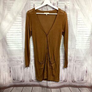 Massimo Dutti Long Sleeve Tan Cardigan Top S